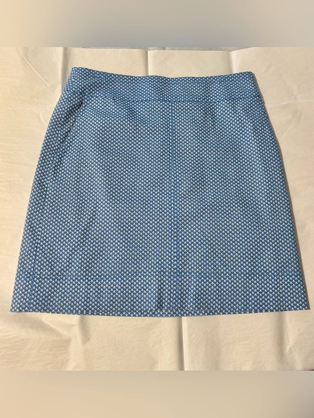 Talbots Blue Triangle-Patterned A-Line Women's Skirt, Sz 4, EUC, pockets!